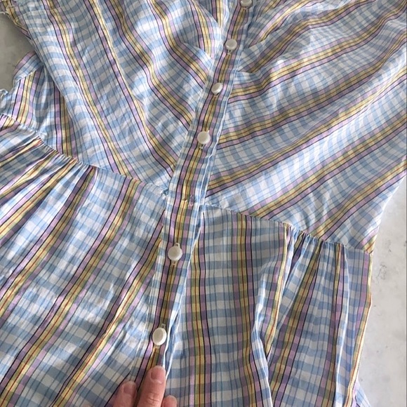 SOLD💕1940s vtg rainbow cotton plaid/stripe dress - Picture 5 of 8